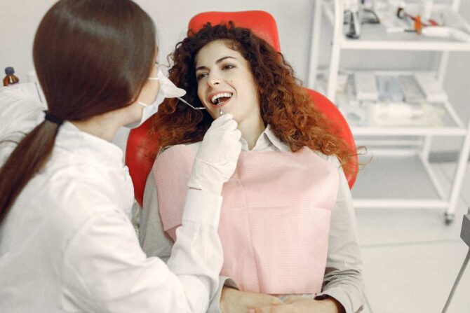 Dentist examining a patient during a dental checkup